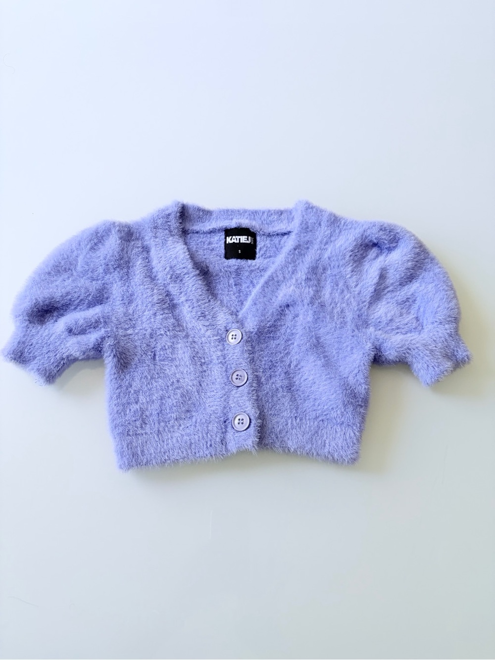 Katie J NYC Fuzzy Cardigan in Lavender Sz Small